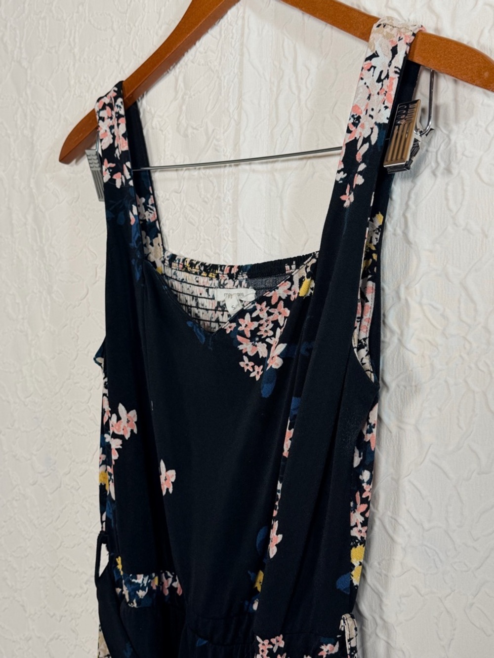 Maurice’s Black Floral Sweetheart Tank Jumpsuit Sz S - Picture 9 of 14